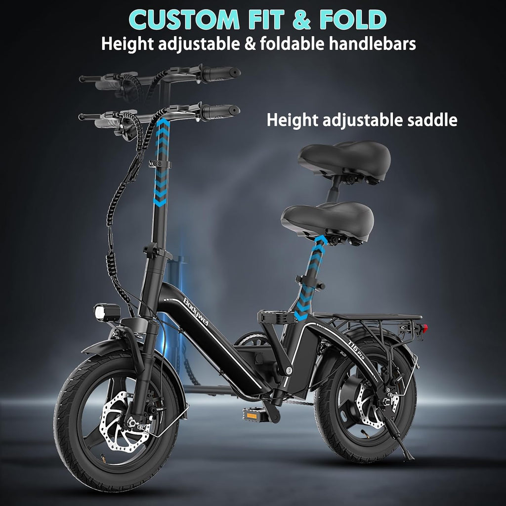 Folding Electric Bike for Adults Teens, 400W Peak Motor Electric Bicycle