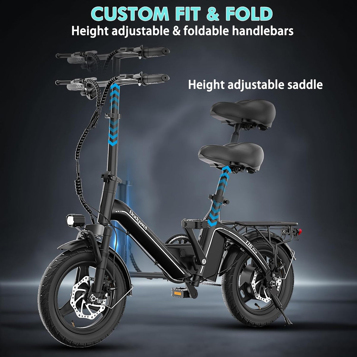 Folding Electric Bike for Adults Teens, 400W Peak Motor Electric Bicycle