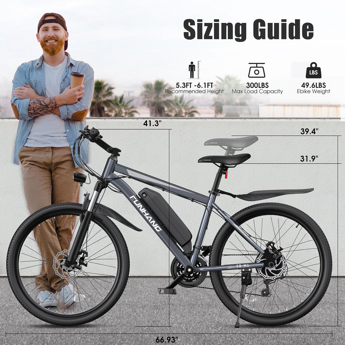 Electric Bike for Adults, 1000W Peak Ebike, 50Miles Electric Mountain Bike
