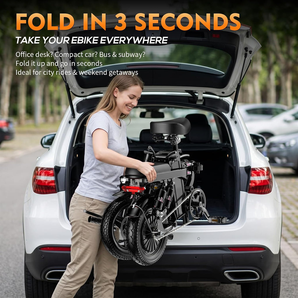 Folding Adult Peak 1200W E‑Bike,48V 15Ah,14‑Inch,UL2849,60‑80Mi