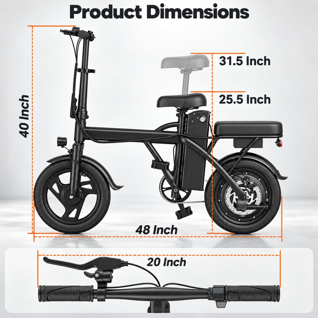 14inch Foldable Electric Bike for Adults, Peak 750W 20 MPH