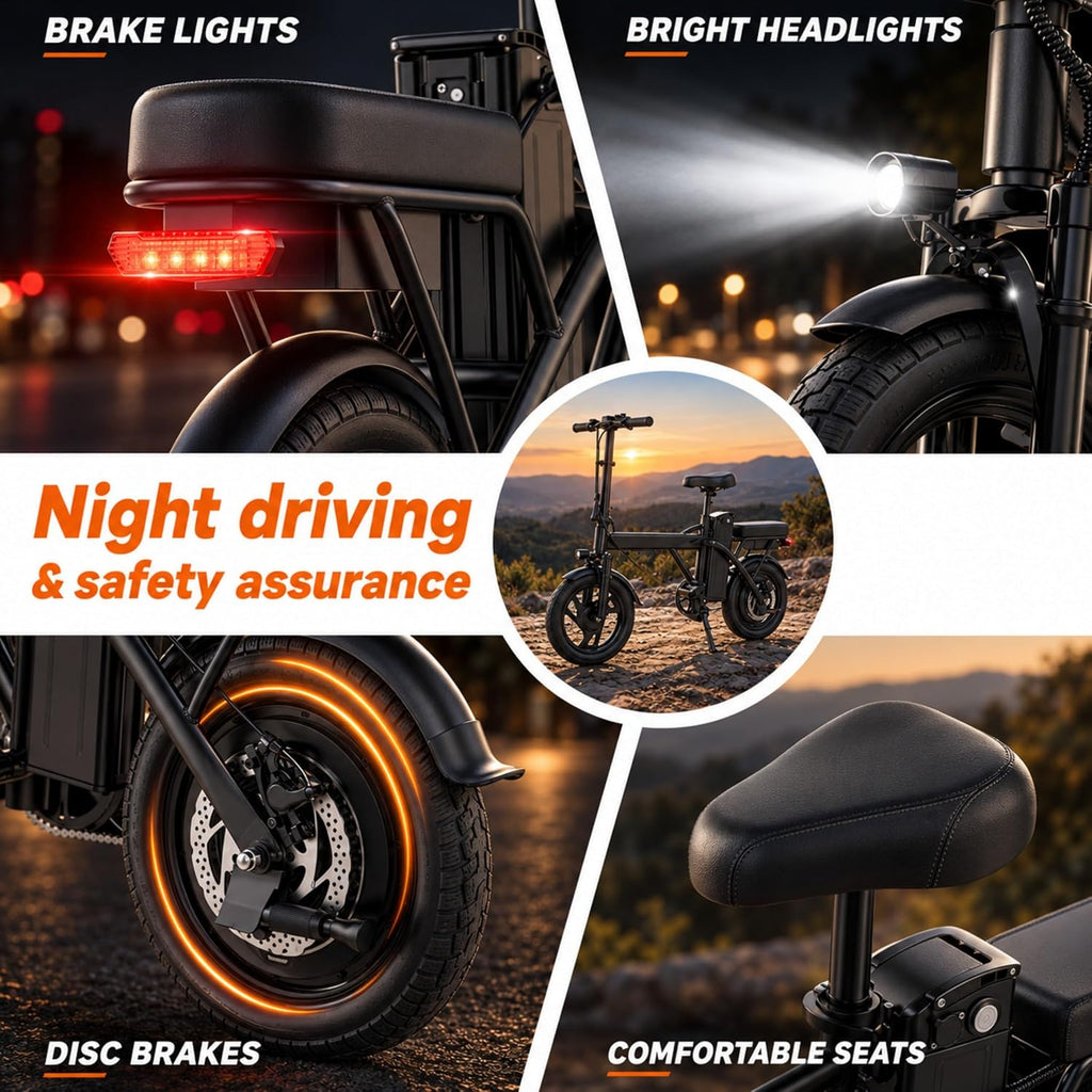 14inch Foldable Electric Bike for Adults, Peak 750W 20 MPH