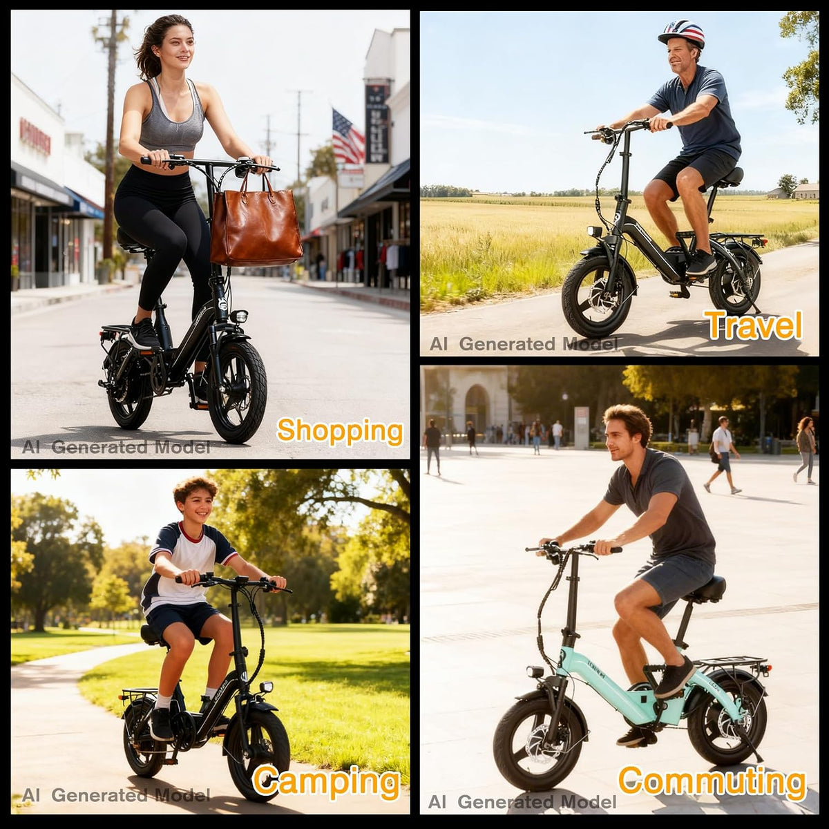 Folding Electric Bike for Adults Teens, 400W Peak Motor Electric Bicycle