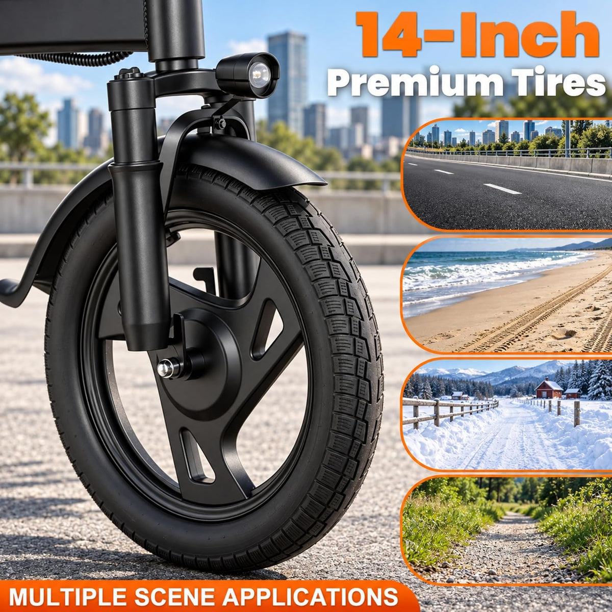 14inch Foldable Electric Bike for Adults, Peak 750W 20 MPH