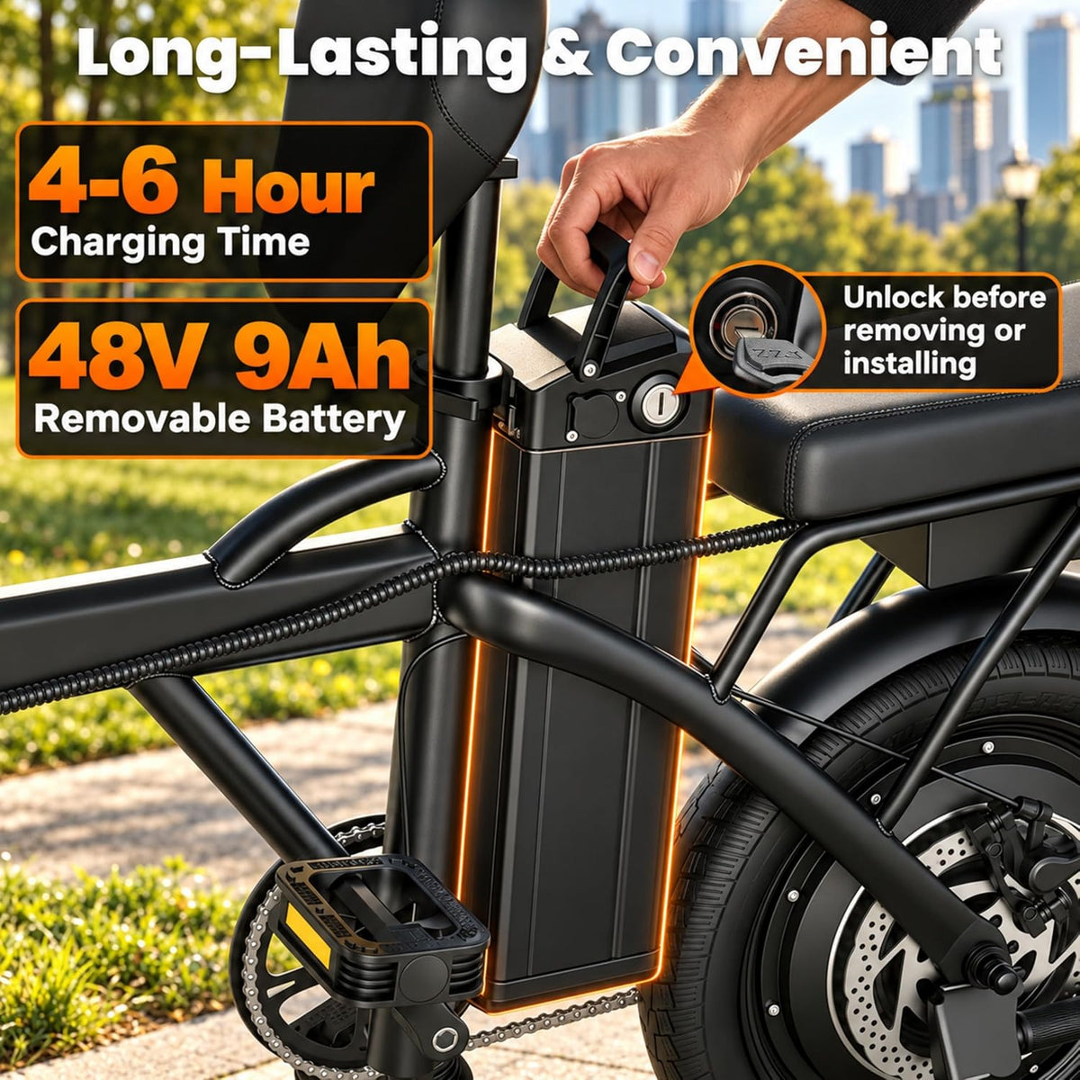 14inch Foldable Electric Bike for Adults, Peak 750W 20 MPH