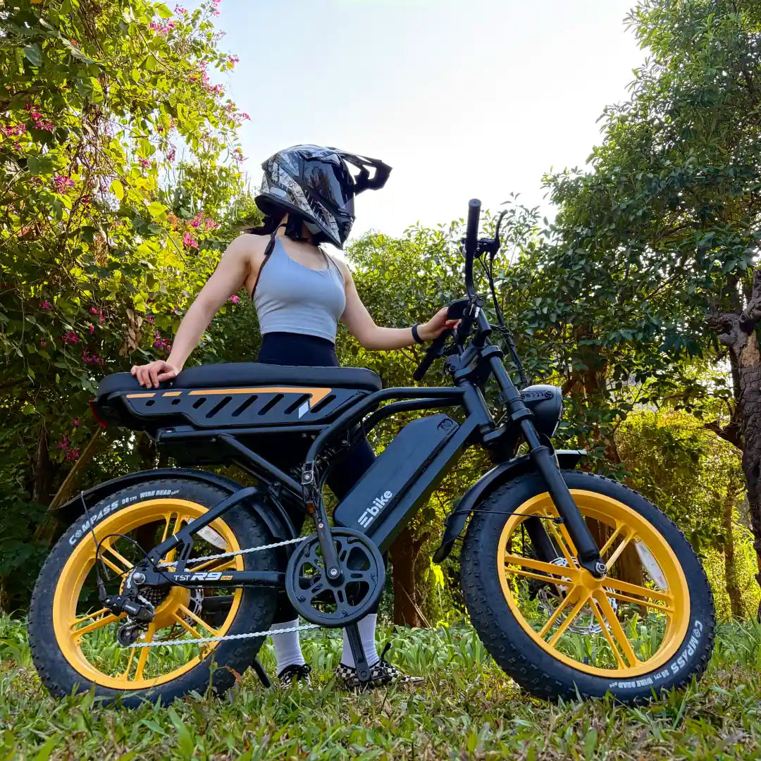 TST® R9 Dual-Battery 1500W Long-Range Full-Suspension Moped Style Electric Bike (2026 Model)