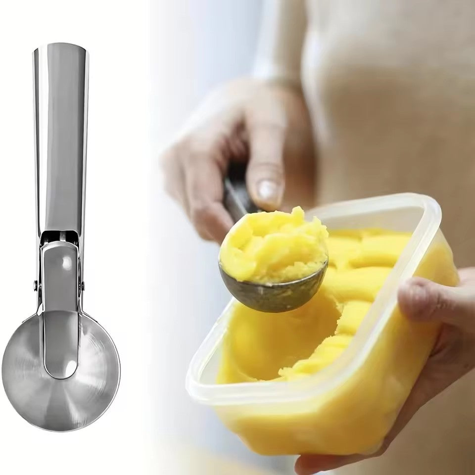 Multifunctional Ice Cream Scoops Stainless Steel Dual-Purpose Scoop Fruit Watermelon Spoon Ball Scoop Household Ice Cream Tools