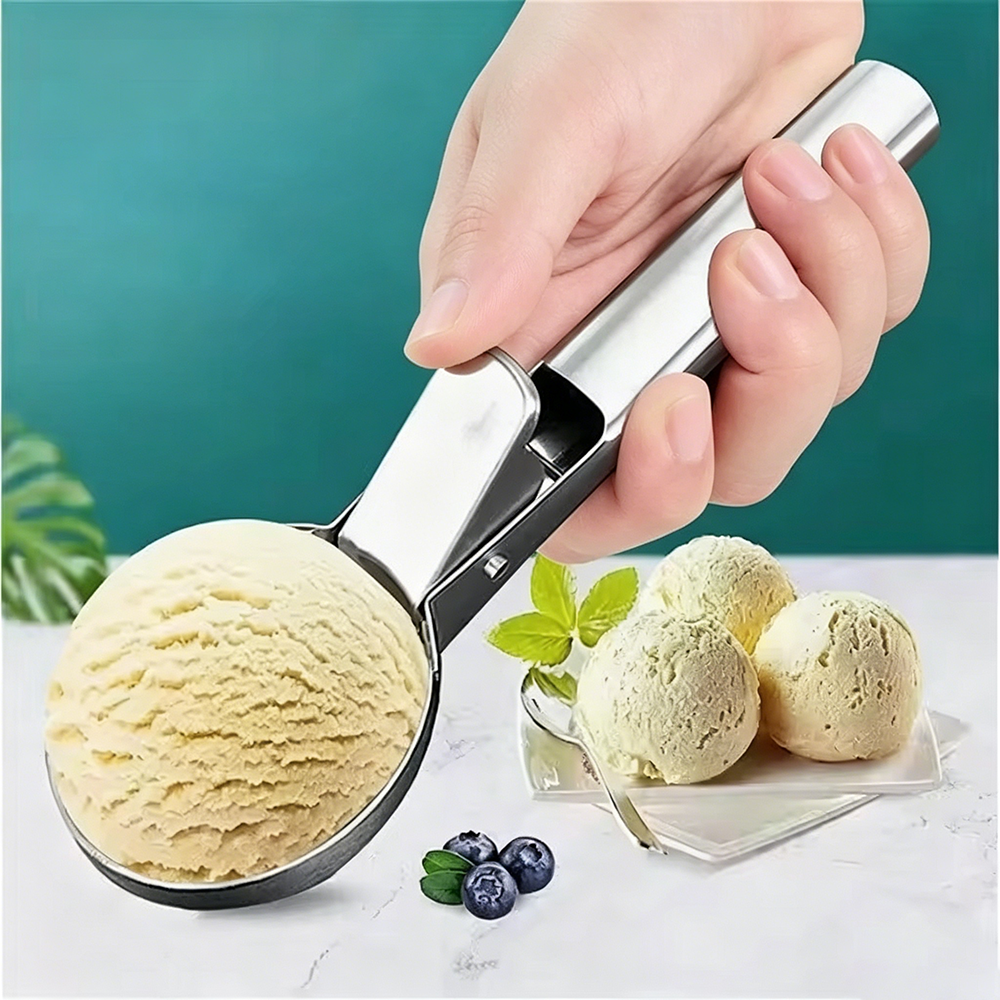 Multifunctional Ice Cream Scoops Stainless Steel Dual-Purpose Scoop Fruit Watermelon Spoon Ball Scoop Household Ice Cream Tools