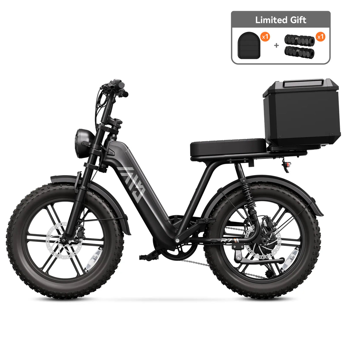 TST® R7 Moped Style 1500W Full Suspension Electric Cargo Bike | 2026 New Model